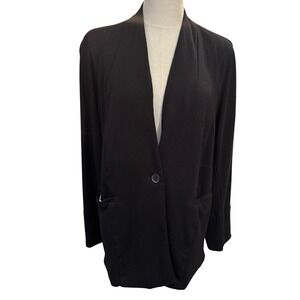 Torrid Womens Size 2 Black Single Button Knit Blazer Jacket Plus Size Soft Basic